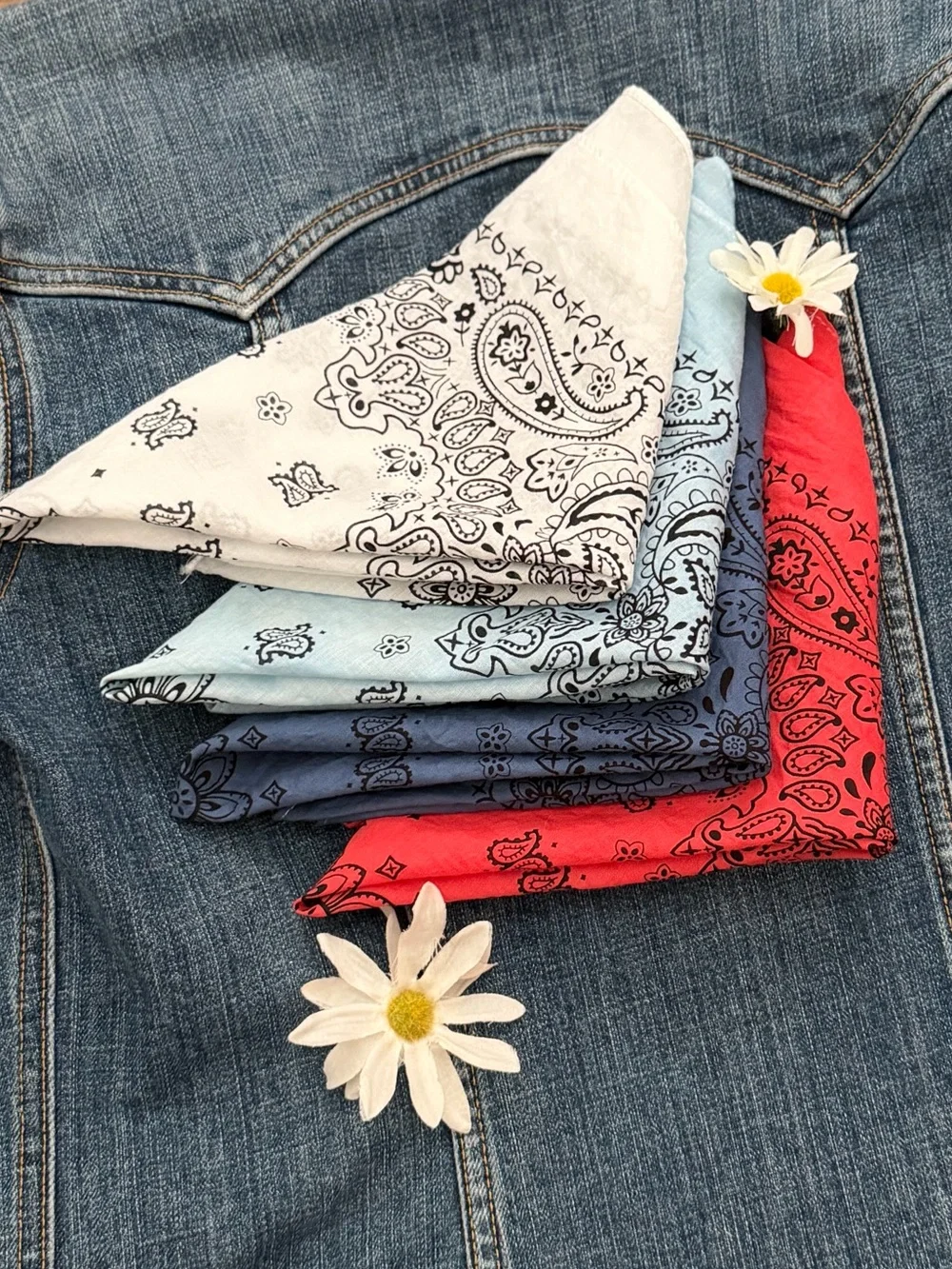BANDANA Bandanas Set ⭐️NWT “Americana” Cotton Red, White, Blue (SET OF 4).  (S)
